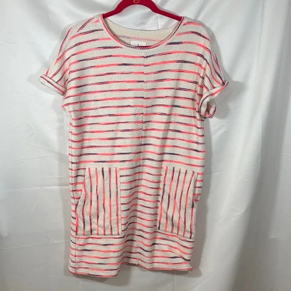 Lou & Grey SZ M Striped Short Sleeve Dress with Pockets - Picture 1 of 6